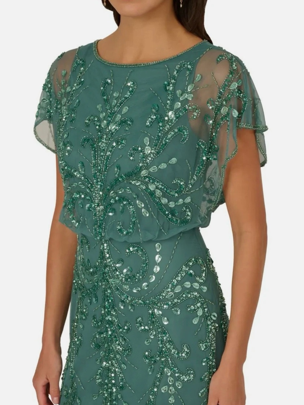 Adrianna Papell Green Slate Beaded dress